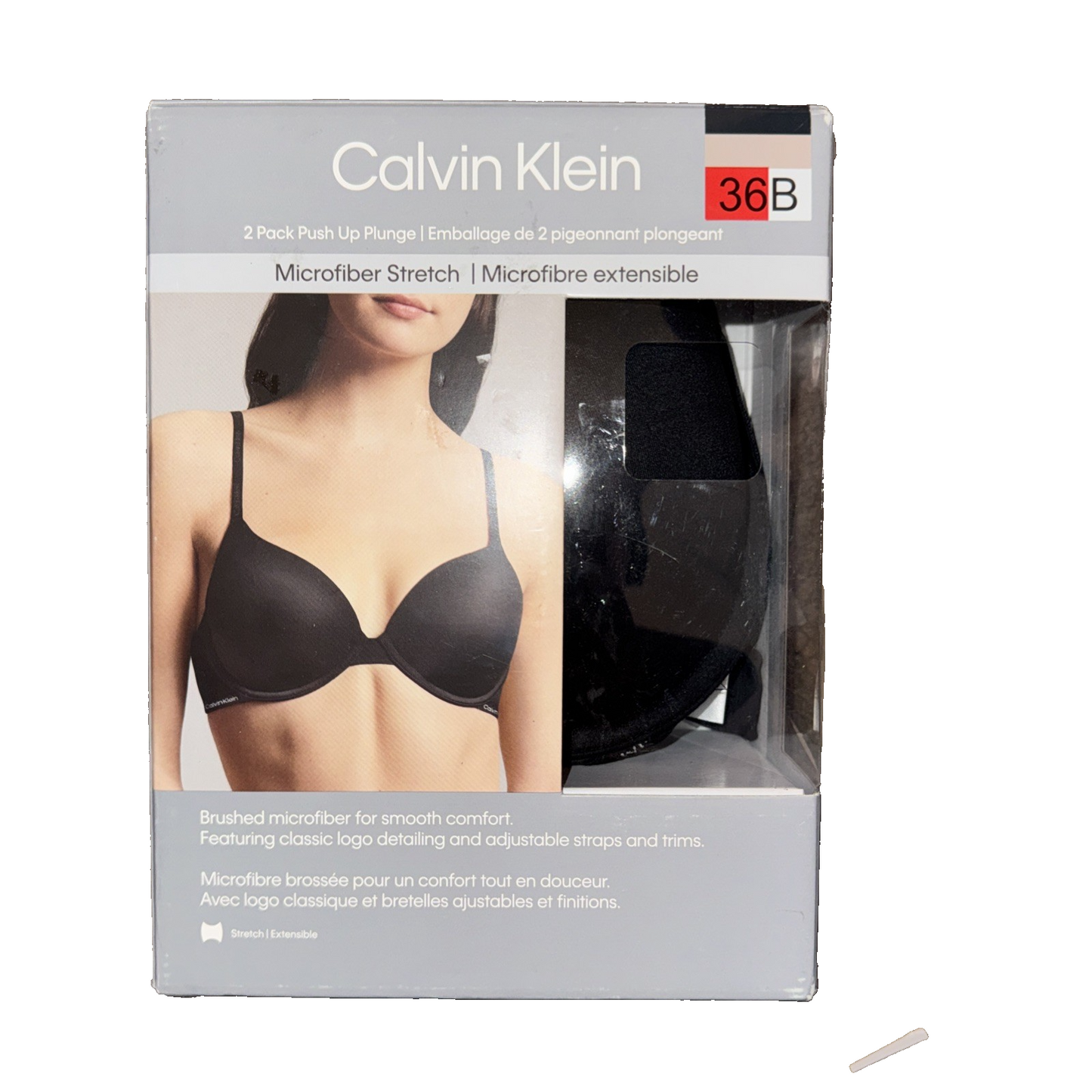 Calvin Klein 2-Pack Push Up Plunge Bra Black and Beige Size 36B