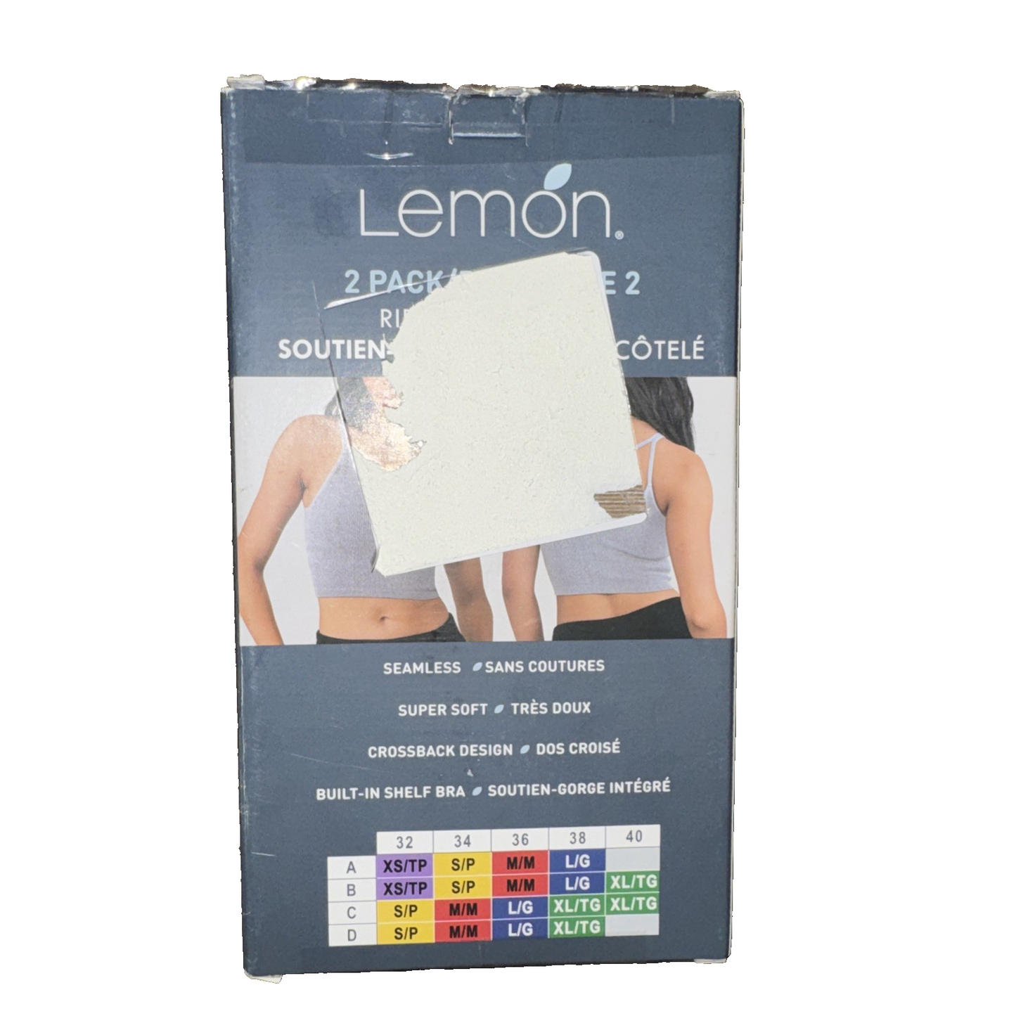 Lemon 2 Pack Ribbed Yoga Bra Colors Grey And Black Size Small
