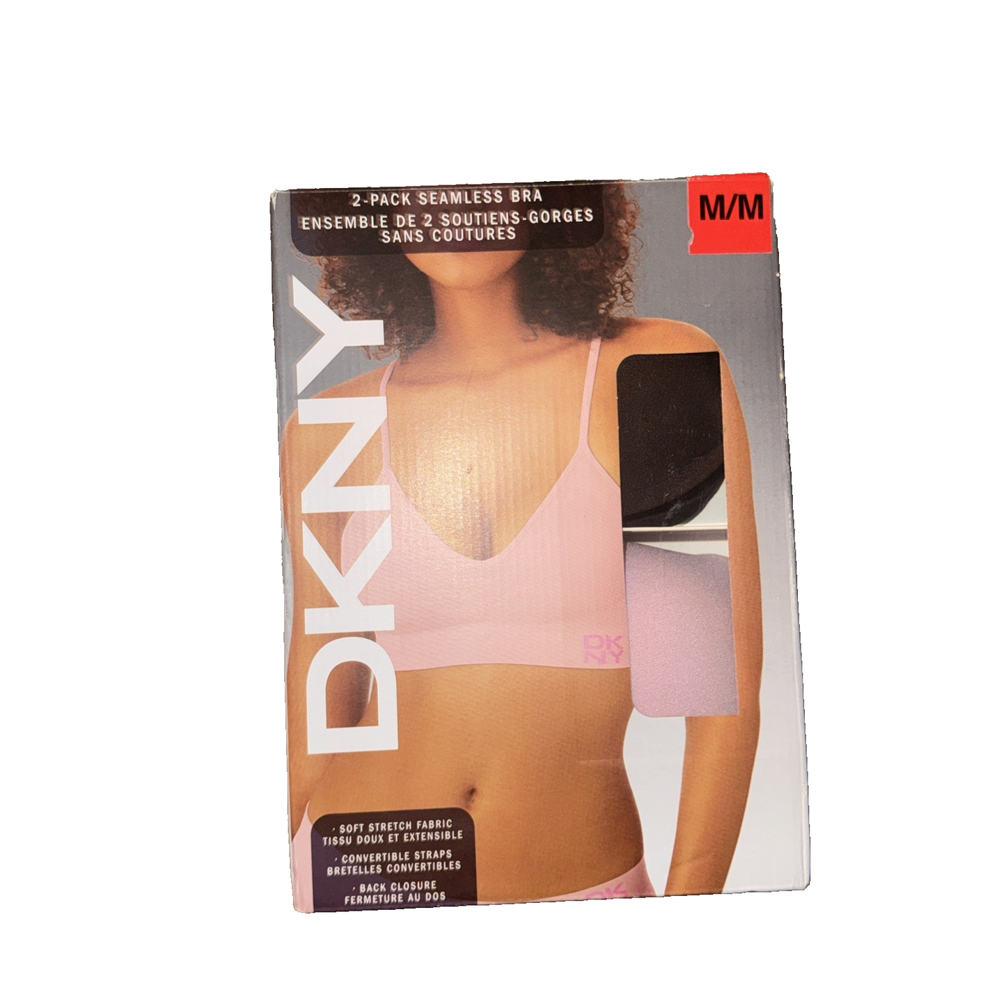 DKNY 2- Pack Seamless bra Black (Hint of Brown) And Pink Size Medium