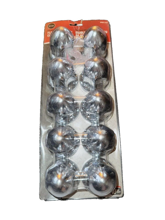 RoadPro RPABS-3310P 33mm Flanged Chrome Plated ABS Plastic Lug Nut Cover - 10 P – a package of silver colored plastic balls