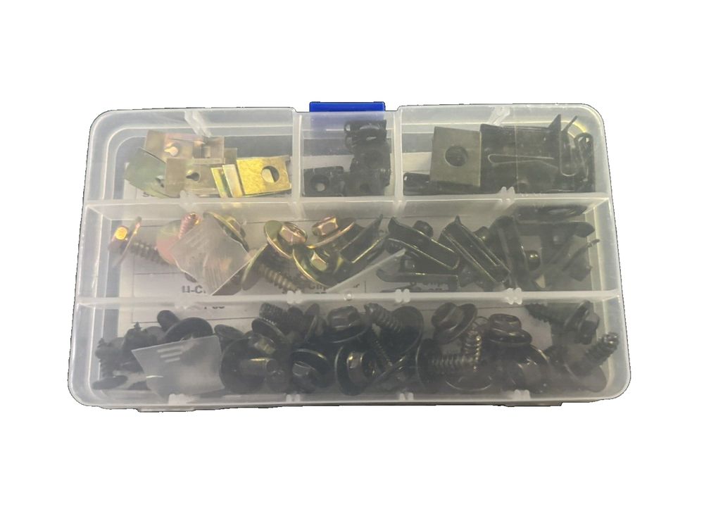 Swpeet 64Pcs Universal Metal Engine Under Cover Body Bolts Bumper Fender and Met – a plastic box filled with ass ass hardware