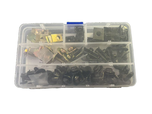 Swpeet 64Pcs Universal Metal Engine Under Cover Body Bolts Bumper Fender and Met – a plastic box filled with ass ass hardware