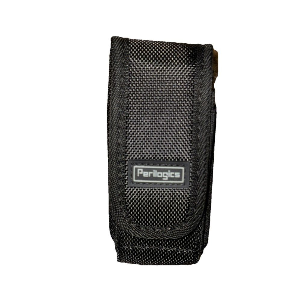 Leatherman Tool Sheath Replacement by Perilogics Magnetic Closurew – a black nylon pouch with a white logo on the front