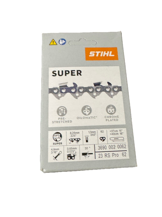Stihl Rapid Super Pro Chainsaw Chain 23RSP62E 16 Inch Bar 0.325 Inch Pitch 62 Dr
