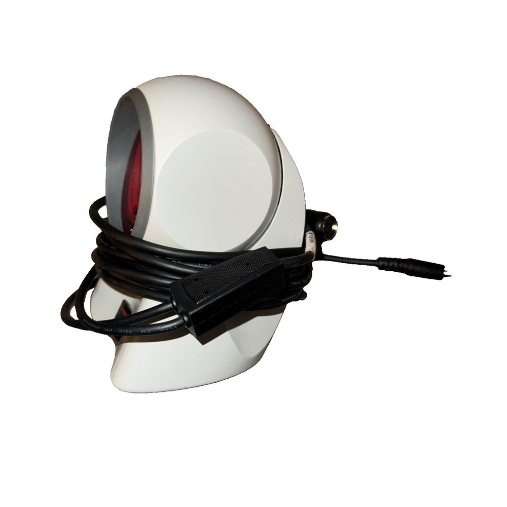 Orbit 7120 Hands-Free Scanner, Honeywell – a white helmet with a black cord