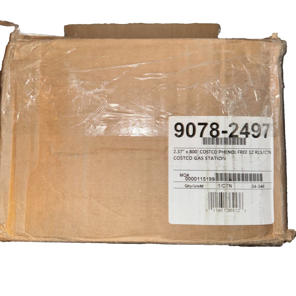 2.37"x800' Phenol Free 12 Rolls, DaveyDooDeals – a box of brown paper with a white label