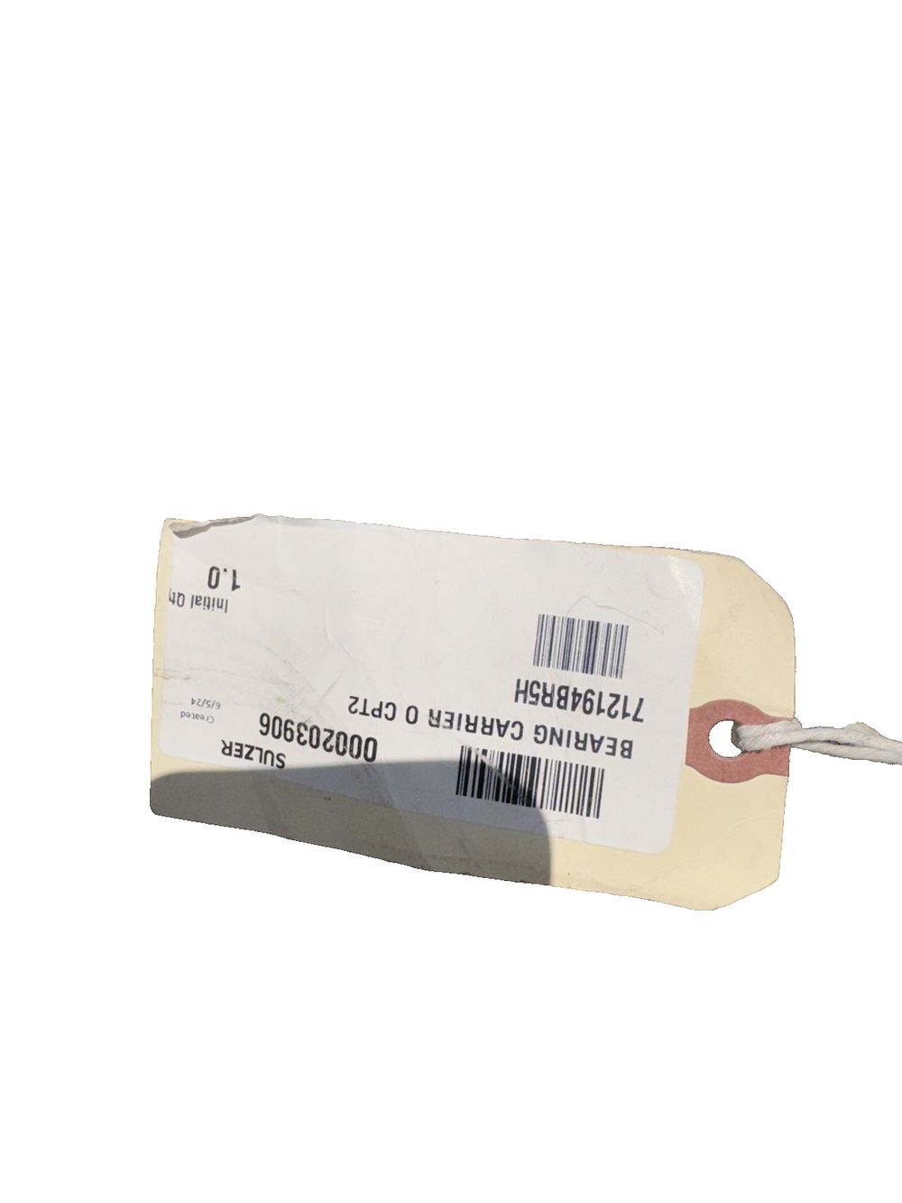 712194BR5h Bearing Carrier Sulzer – a white tag tag with a red handle