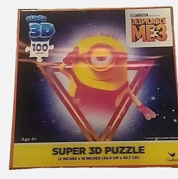 Despicable Me 3 3D Puzzle - 100 Pieces - Brand New in Box - Fun & Engaging!, Cardinal – a box of 3d puzzles with a yellow and red logo