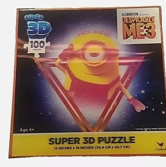 Despicable Me 3 3D Puzzle - 100 Pieces - Brand New in Box - Fun & Engaging!, Cardinal – a box of 3d puzzles with a yellow and red logo