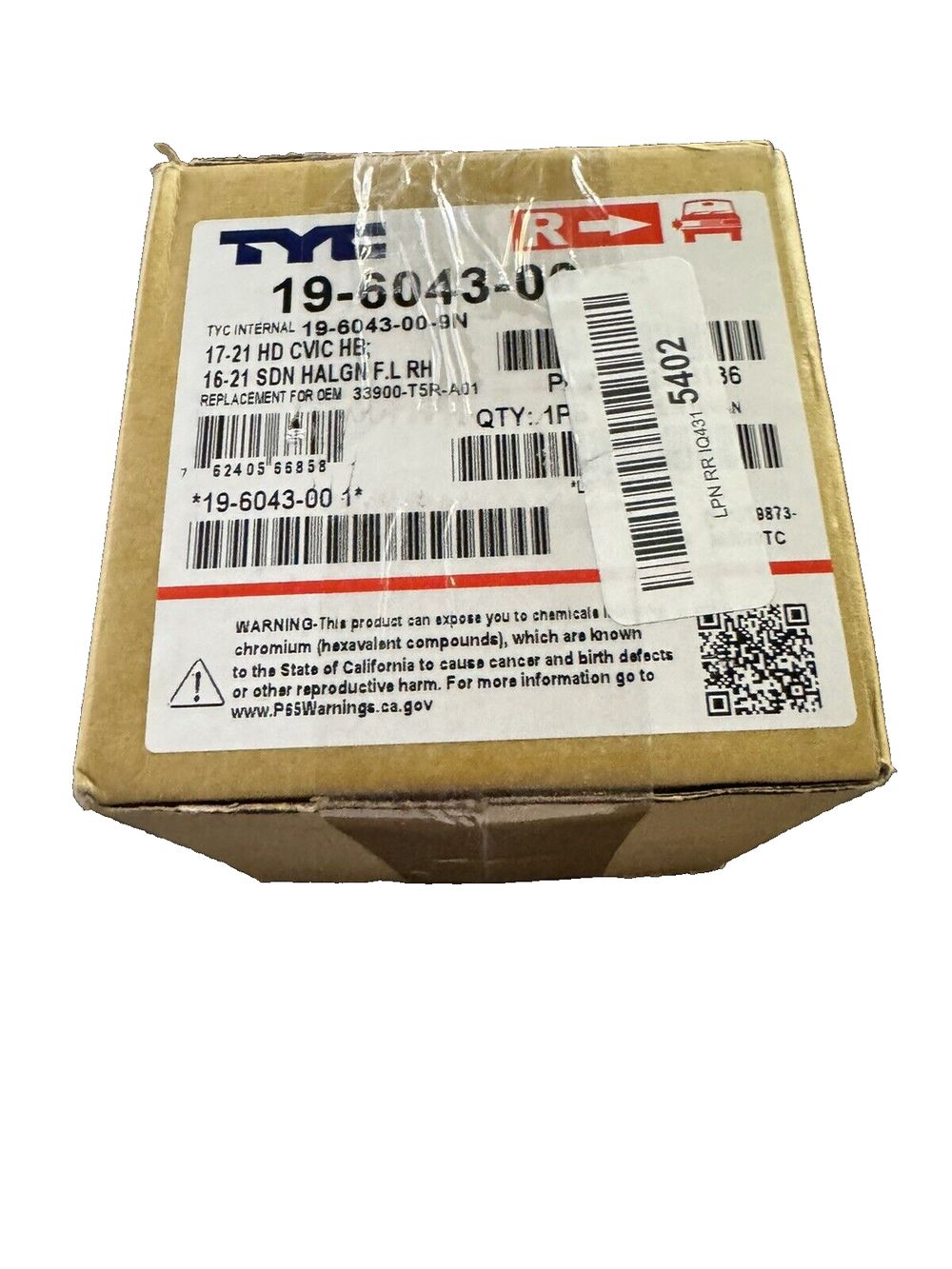 TYC 19-6043-00-1 Replacement right Fog Lamp (Compatible with HONDA), 1 Pack – tf - 10 - 1 - 1 / 2 - 1 / 4 - 1 / 4 -