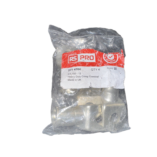 RS PRO Uninsulated Ring Terminal, M12 Stud Size, 150mm² to 150mm² Wire 4 Pack