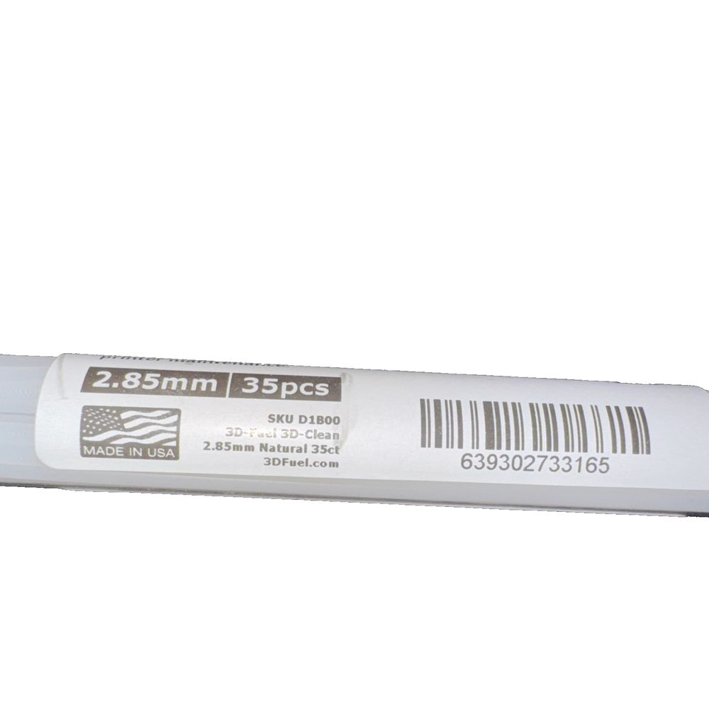 3D-Fuel Count Dynapurge 3D Filament Purging Material 2.85mm 35 PC Made in USA – a white tube with a barcodee on it