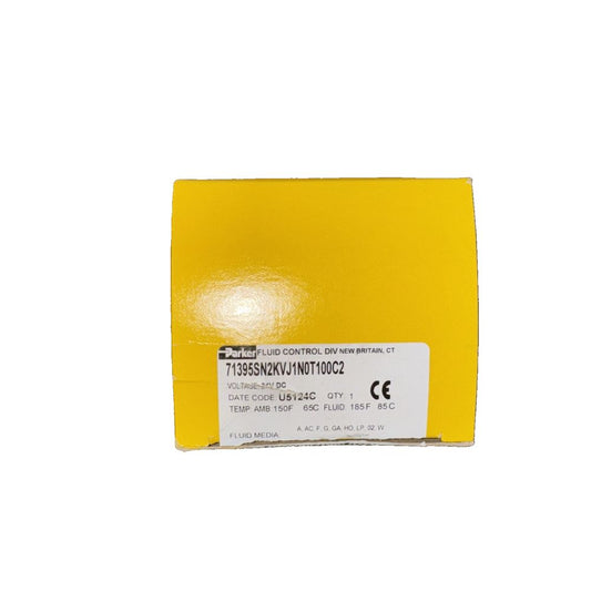 71395SN2KVJ1N0T100C2 Solenoid Valve by SKINNER, Parker – a yellow box of yellow tape