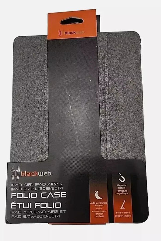 BlackWeb iPad Air 1/2 / iPad 9.7 Inch Folio Case - Reliable Protection – a pair of black and grey felt pads
