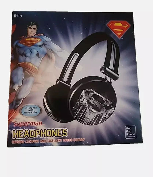 Superman On-Ear Headphones Black/Gray - Stylish & Comfortable Sound Experience, iHip – a box with a superman headphones on it