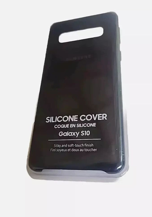 Samsung Official Silicone Cover for Galaxy S10 - Soft Touch Protection – a black phone case with the logo on it