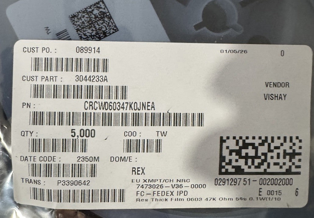 CRCW060347K0JNEA Vishay - Resistors 5000 Pack
