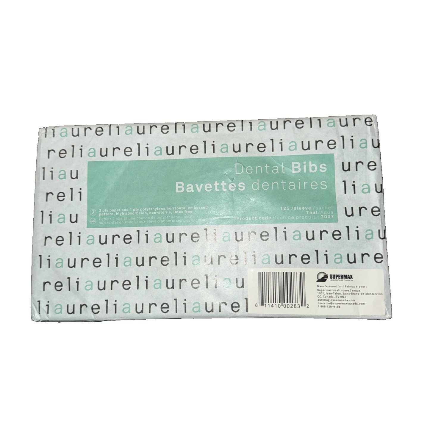 SuperMax Dental Bibs 125/Sleeve 2 Ply Paper and 1 Ply Polethylene