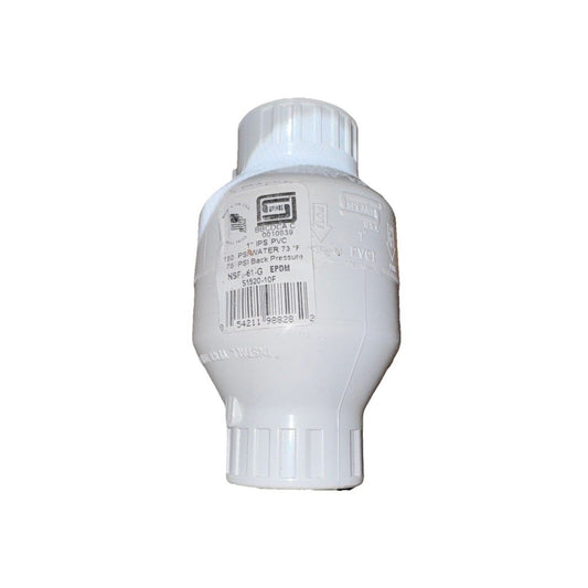1" PVC Utility Swing Check Valve, Threaded, EPDM, S1520-10F, DaveyDooDeals – a white plastic bottle with a white cap