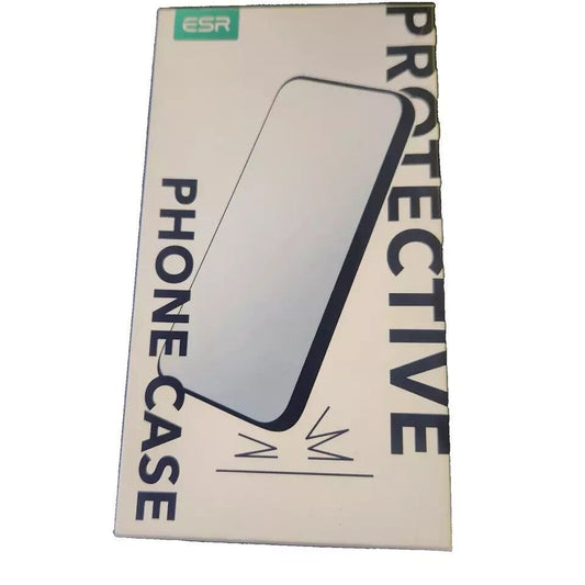 ESR for iPhone 13 Mini Case, Scratch-Resistant Back, Grippy Protective Clear – a white box with a black and white logo on it