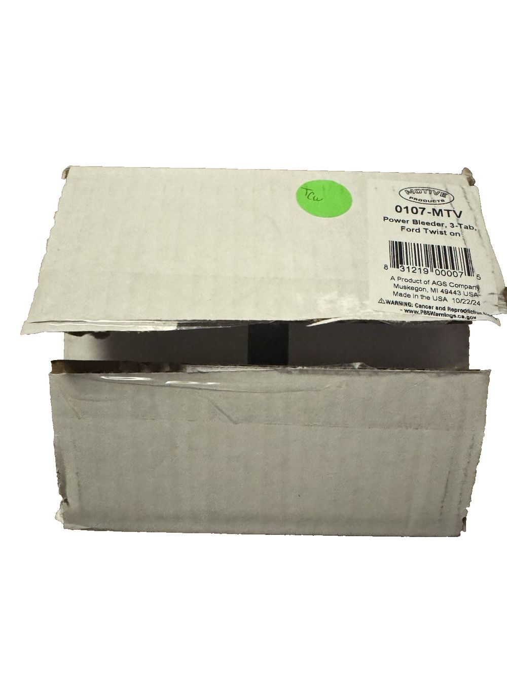 Motive Products Power Bleeder Brake Bleeder - Ford / Import Three Prong Style – a box of white paper with a green label