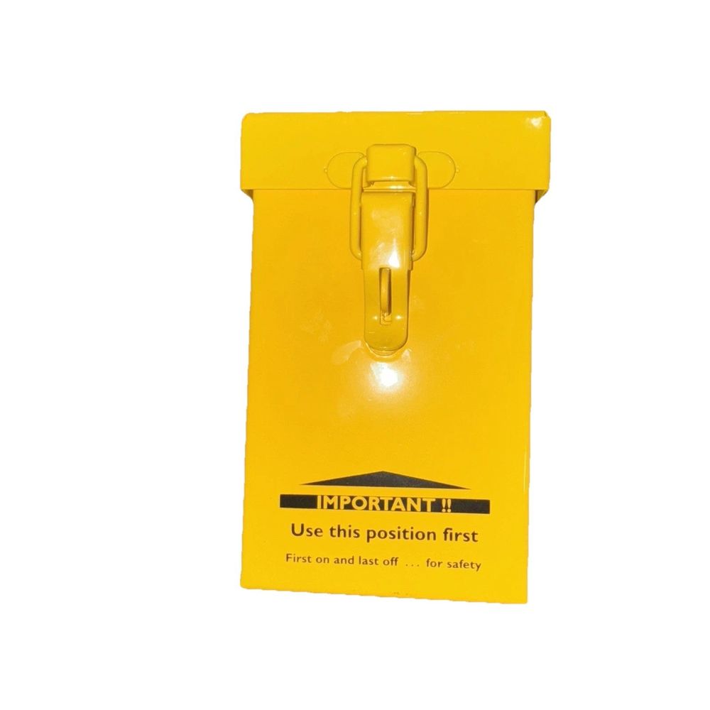Zing Green Products Group Lockout Box – a yellow plastic box with a metal latch