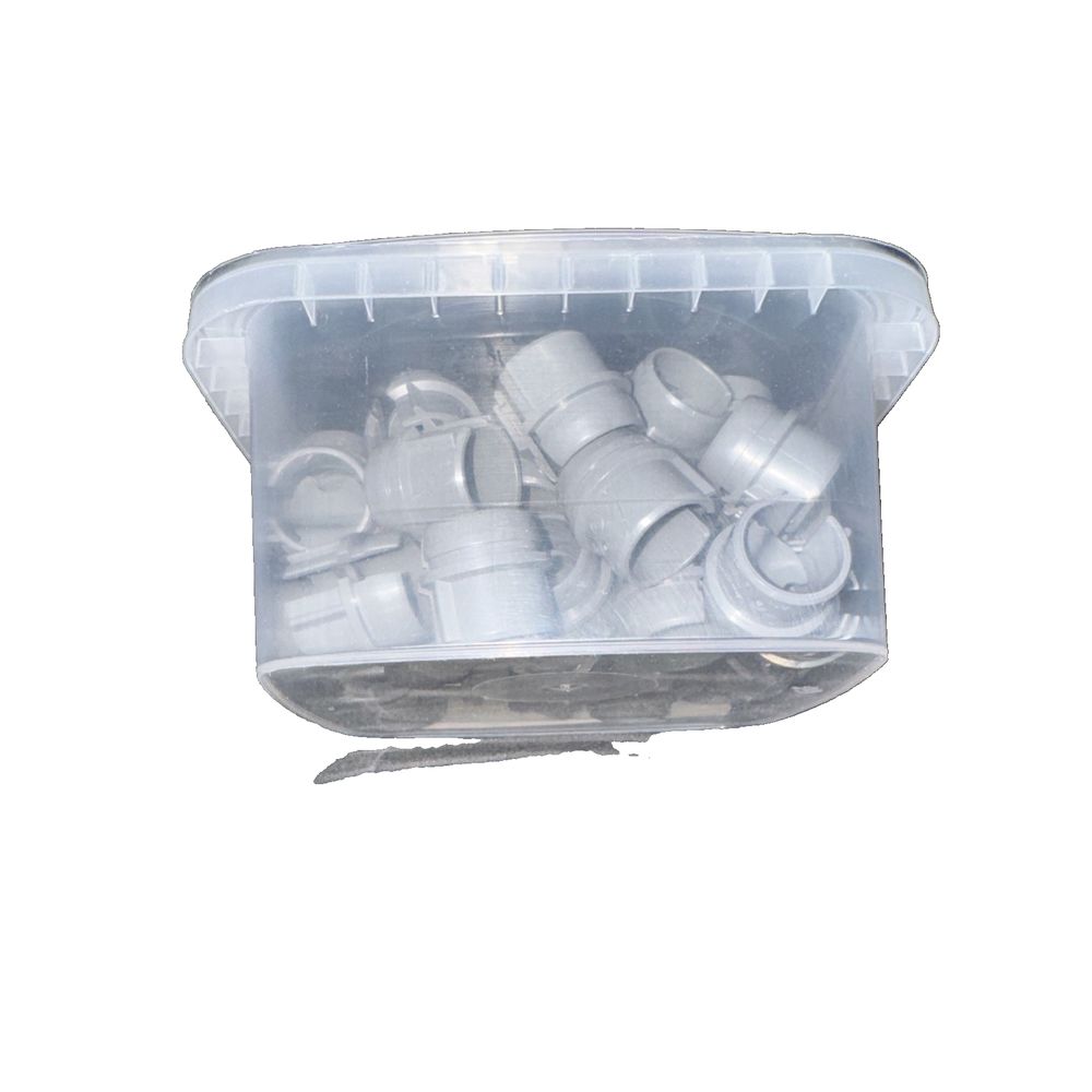 1/2" Plastic Push-In Connector-50/Pack, Hubbell – a plastic container filled with white plastic screws