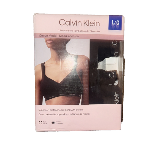 Calvin Klein Bralette 2 Pack Cotton Modal Color: Black - Size: Large
