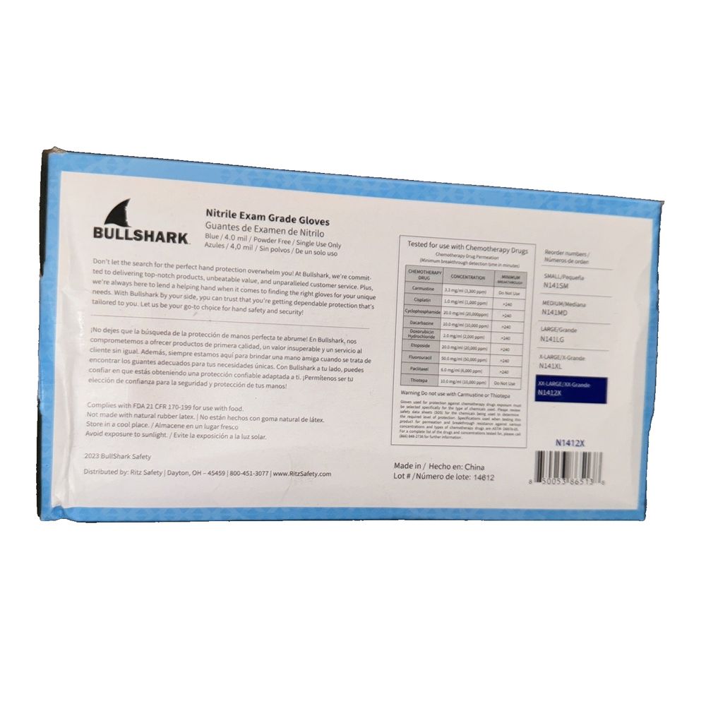 BullShark 100 2X Nitril Exan Grade Gkives 4 Mil / Blue/ Powder Free, Bull Shark – a packet of ultra skin gels