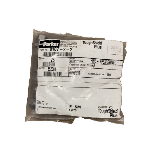 Parker 0107-2-2 NPT Male x NPSM Female Swivel 1/8” Pipe Adapter 25 pack