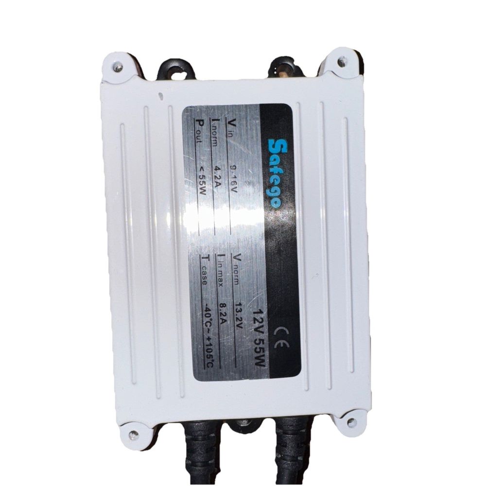SafeGO 55W AC Slim Digital HID Xenon Replacement Ballast For H11 H7 H8 2 Pack – a white power supply box with a black power supply box