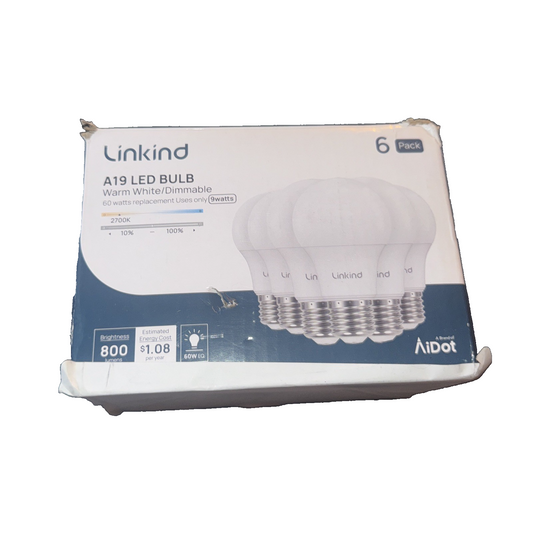 Linkind A19 LED Buln Warm Light / Dimmable 6 Pack