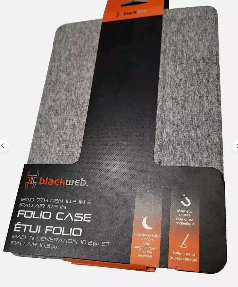 BlackWeb iPad 7th Gen 10.2/iPad Air 10.5 Folio Case - Durable Cover – the back of the blacked case with the back of the blacked case