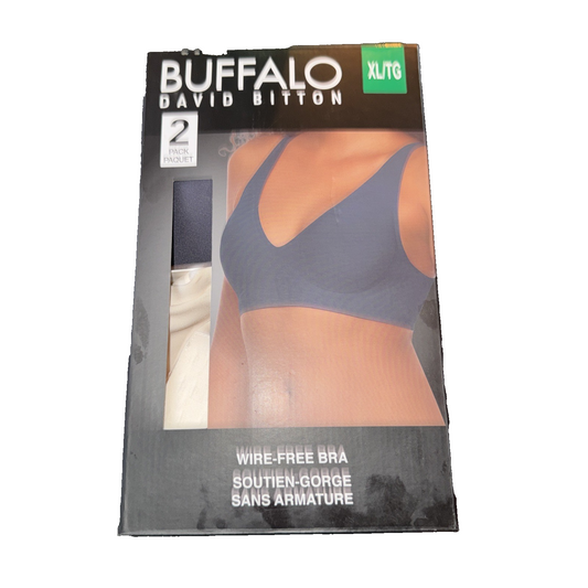 Buffalo David Bitton Wire-Free Bra 2 Pack White And Black Size XL