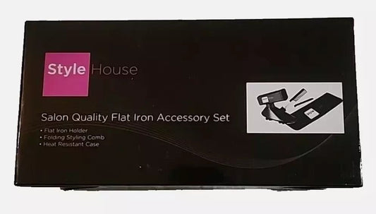 Style House 3-Piece Flat Iron Set - Salon Quality Holder, Comb, and Case – style house salon quality hair clips