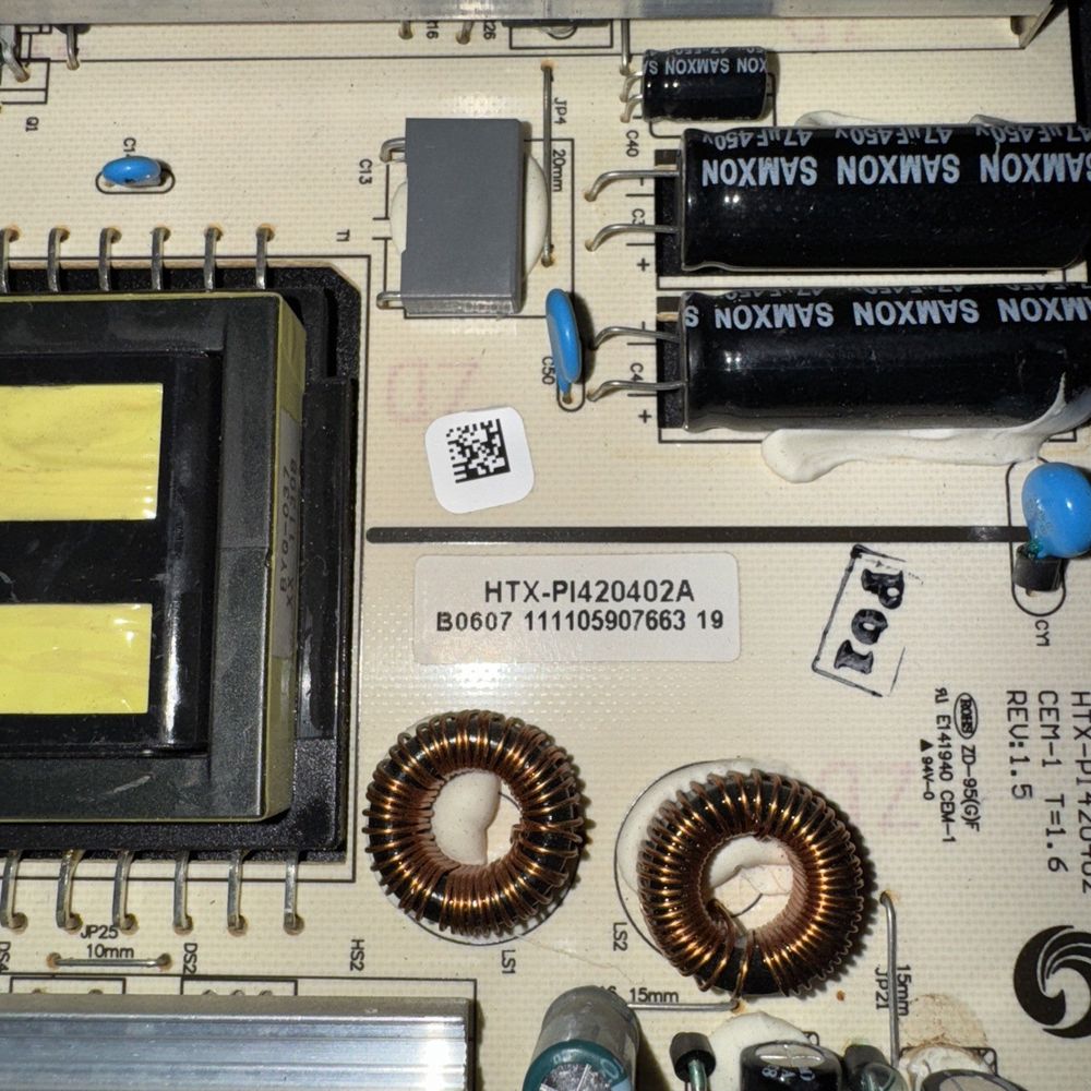 Haier Le55b1381 Power Supply Board Htx-p1420402 – a close up of a computer board with a small fan