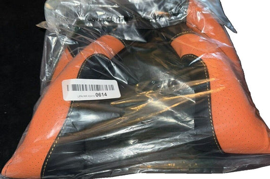 Binsheo Leather Steering Wheel Cover, Breathable, Anti Slip & Odor Free, Black – a pair of orange and black golf gloves