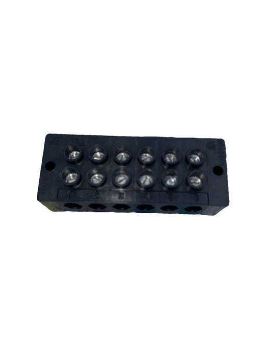 Eaton Bussmann series power terminal block - 14004-6 – a black plastic box with six screws