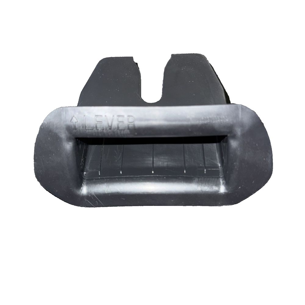 OEM Tesla Model 3 Lift Gate Black Cinch Latch Cover 1584544-00-C – a black plastic seat with a white background