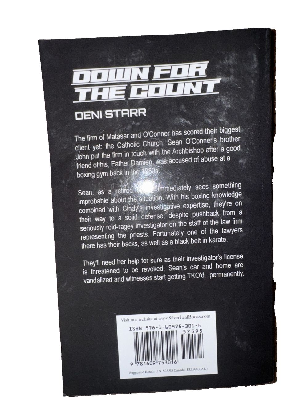 Down for the Count, DaveyDooDeals – the back of the book, with the title