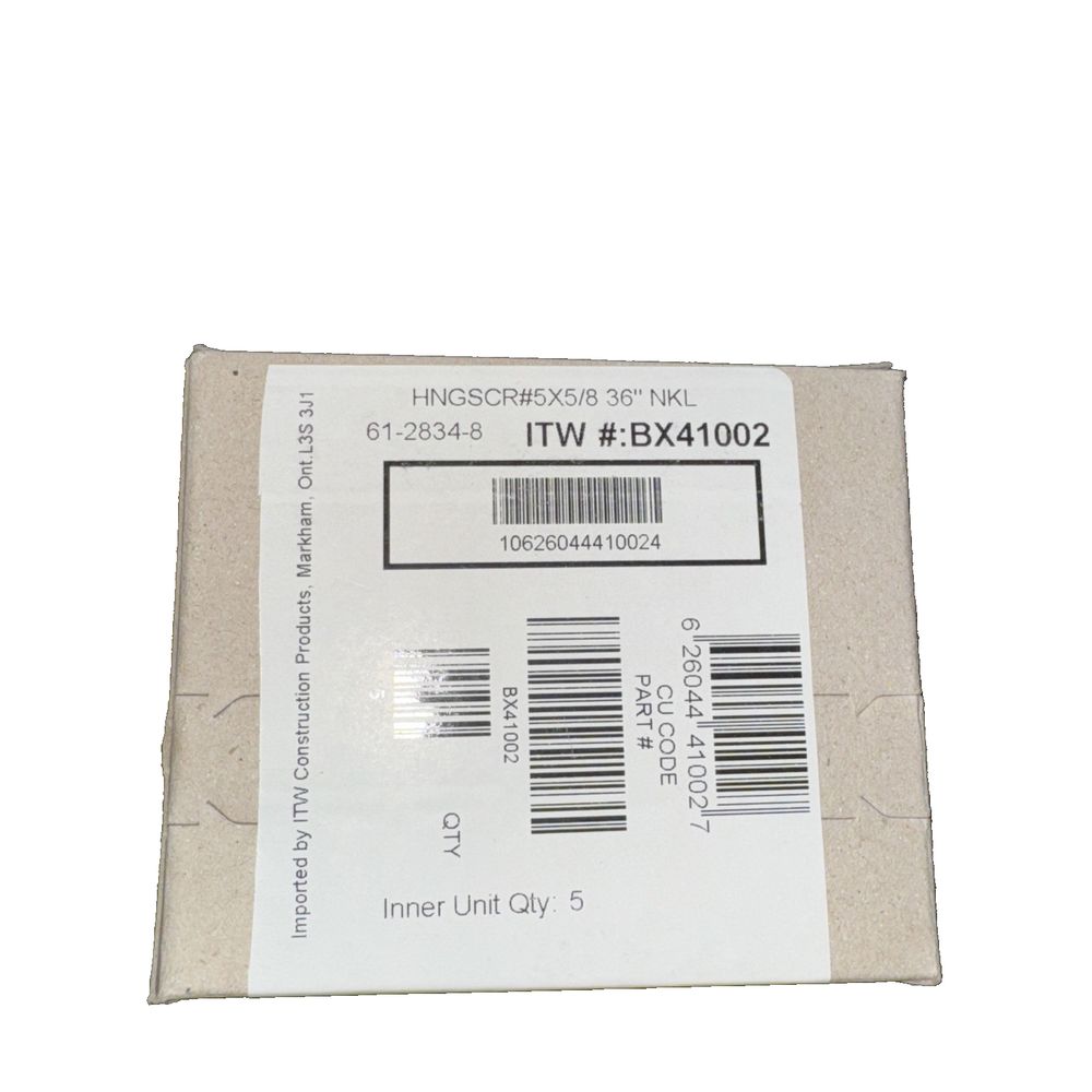 Carton of 5 Packs of Hinge Screws Nickel Plated (38 Per Pack) #5 x 5/8", Buildex – a box of tw - x102