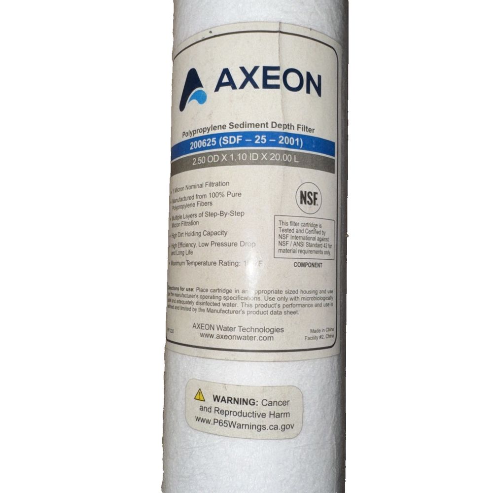 200625- CARTRIDGE, DEPTH FILTER, POLYPRO, 2.5" X 20", MIC 1, AXEON – axon - 1 / 2 / 3 / 4 / 5 / 6 / 8 / 12 /
