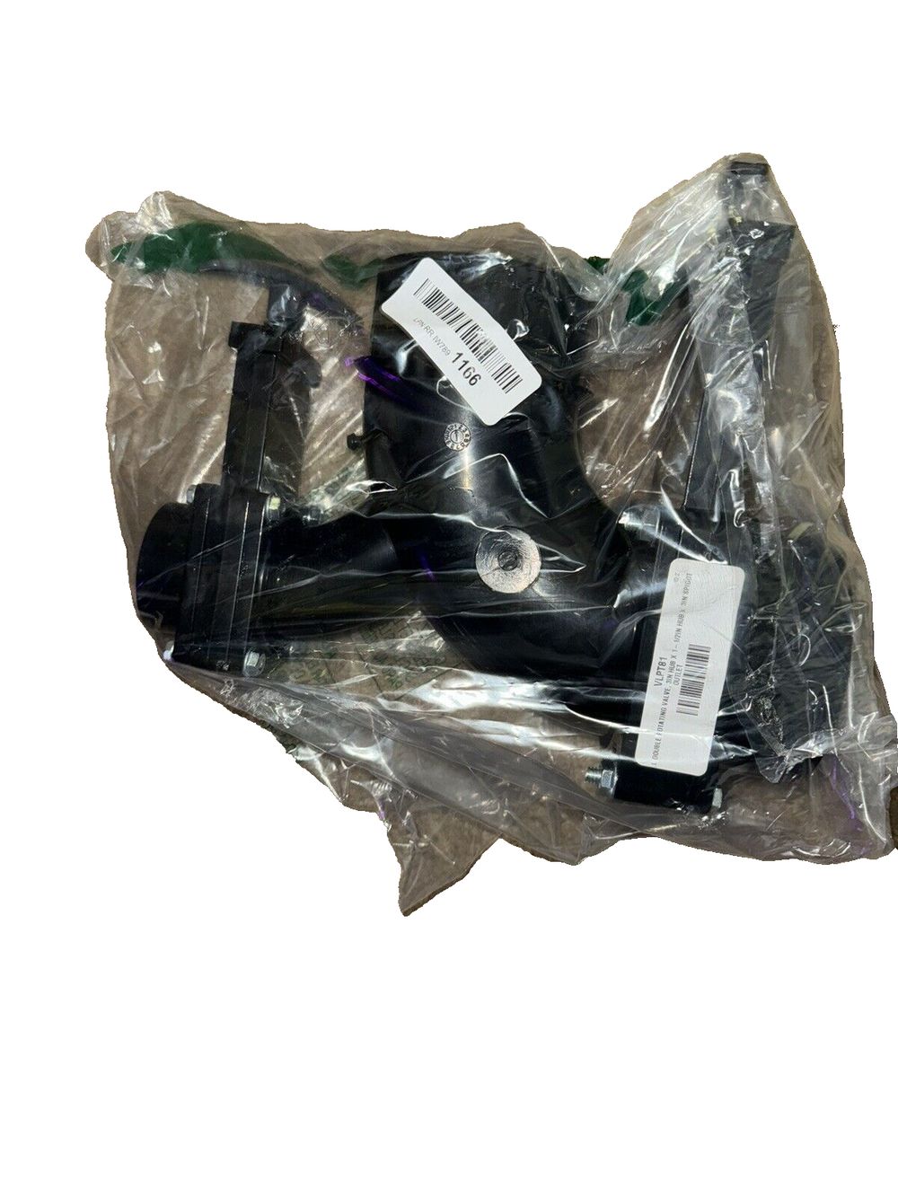 Valterra T81 Ell Double Rotating Valve, 3" Hub x 1-1-2" Hub x 3" Spigot Outlet,B – a bag of black plastic bags with a white label