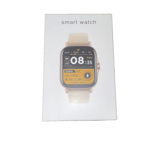 Smart Watch with White/Black Band Fitness Tracker Touch Screen Wristwatch