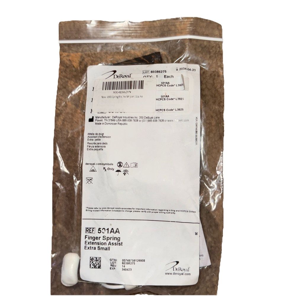LMB Spring Finger Extension Assist, DeRoyal – a bag of brown paper with a label on it
