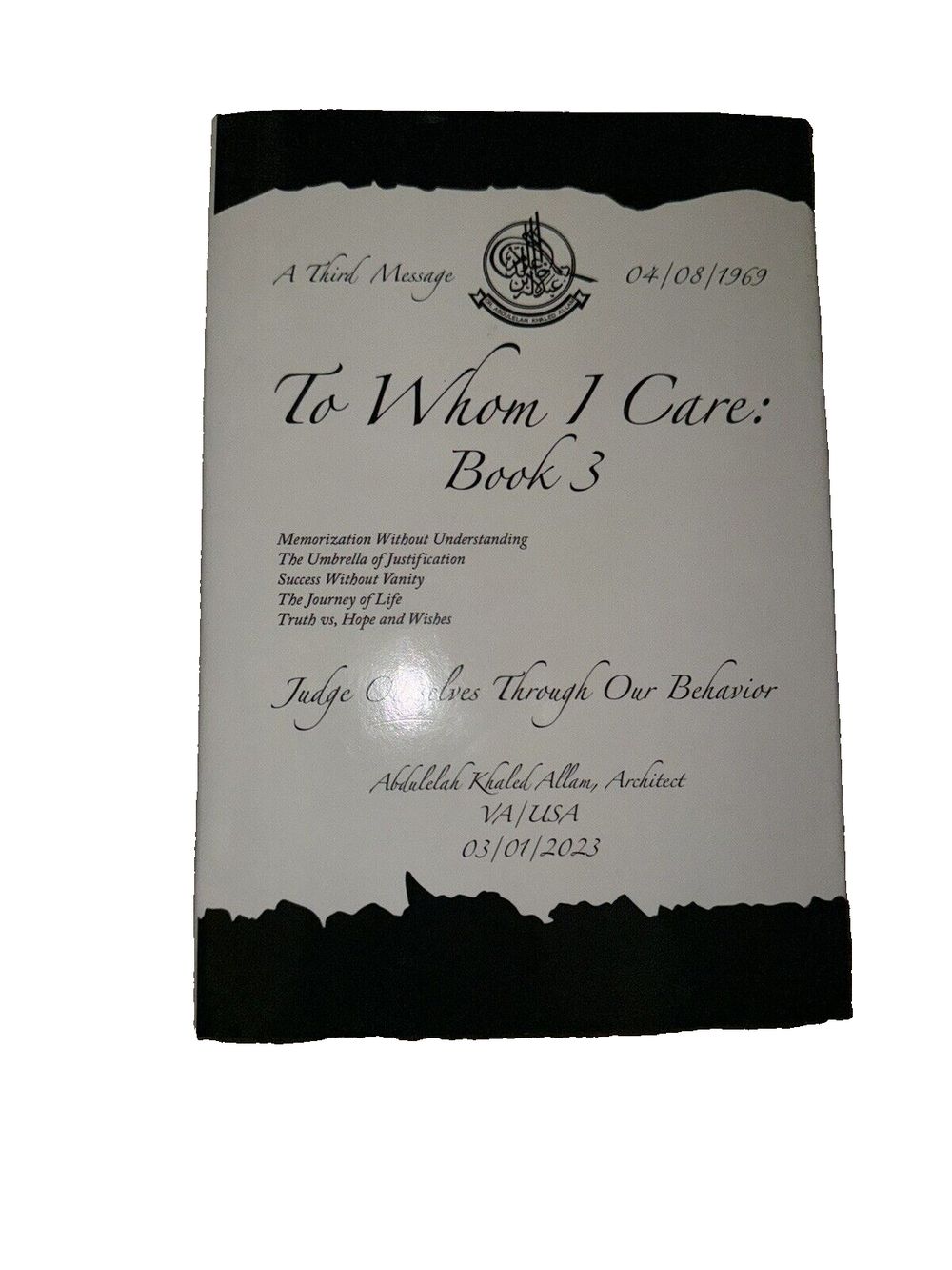 To Whom I Care: Book 3: Judge Ourselves Through Our Behavior, DaveyDooDeals – the cover of the book, the very old