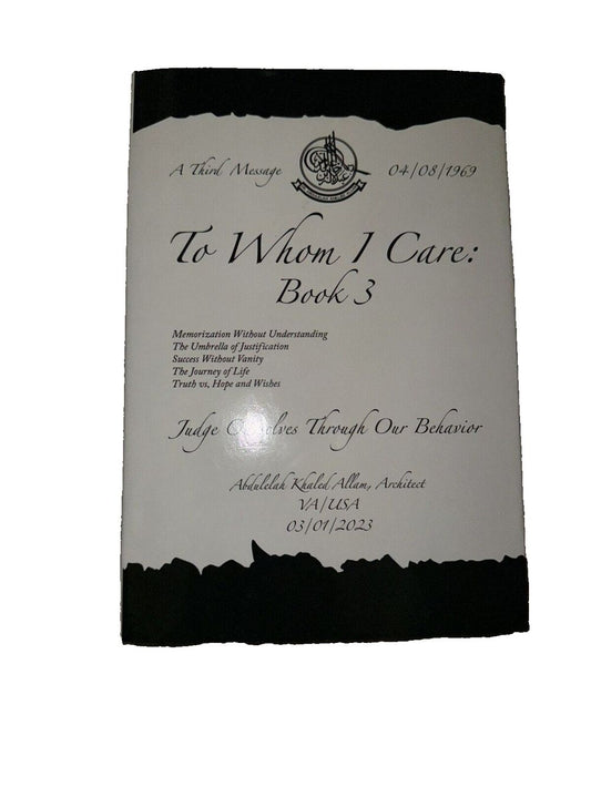 To Whom I Care: Book 3: Judge Ourselves Through Our Behavior, DaveyDooDeals – the cover of the book, the very old