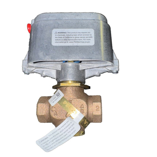 Schneider Electric VK-7223-203-4-4, 1/2" 2-way Valve – a brass ball valve with a red valve