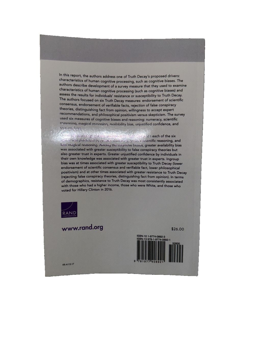 Individual Differences in Resistance to Truth Decay: Exploring the Role of Reaso, DaveyDooDeals – the back of a book with a white background