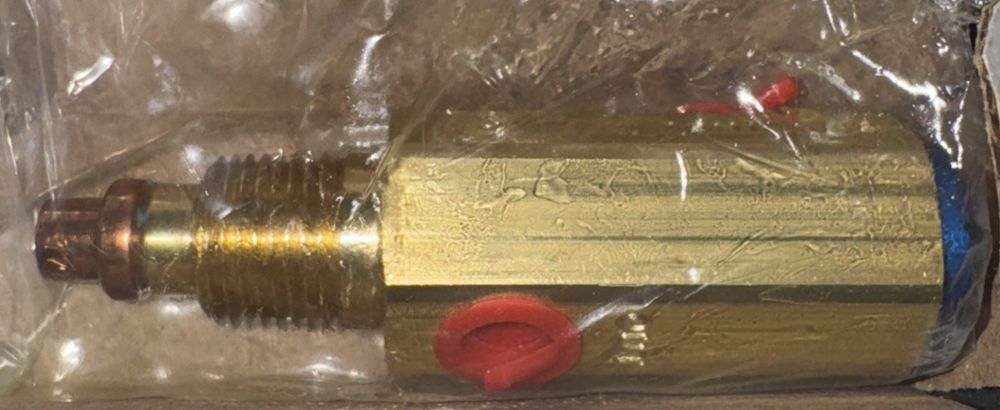 Sentinel Diesel Engine Protection Part #: H-212, DaveyDooDeals – a brass fitting valve with a red knob